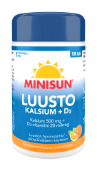 Minisun Kalsium 500 mg + D-vitamiini 20 mikrog 100 purutabl